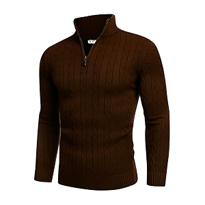 TYSORT Mens Acrylic Cable Knit Sweater Full