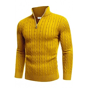 TYSORT Mens Acrylic Cable Knit Sweater Full