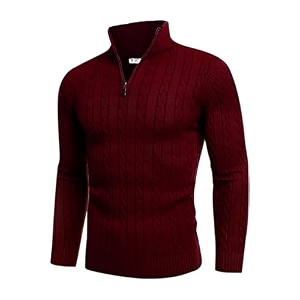 TYSORT Mens Acrylic Cable Knit Sweater Full