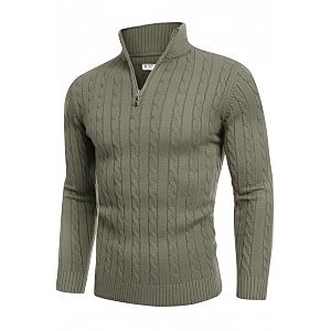 TYSORT Mens Acrylic Cable Knit Sweater Full
