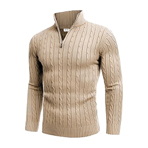 TYSORT Mens Acrylic Cable Knit Sweater Full