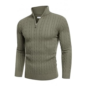 TYSORT Mens Acrylic Cable Knit Sweater Full