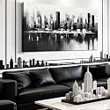 TYTAUPT Large City Hand Painted Black and White Abstract Canvas Wall Art