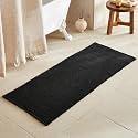 TYUU Black Waffle Runner Rug Bathroom, Long Boho Bath Mat, 60x24