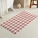 TYUU Christmas Bathroom Rugs, Cute Waffle Bath Mat, 48x24 Red &amp; White