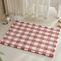 TYUU Christmas Bathroom Rugs, Cute Waffle Bath Mat, 36x24 Red &amp; White
