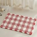 TYUU Small Christmas Bathroom Rug, Cute Waffle Bath Mat, 24x16 Red &amp; White