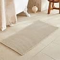 TYUU Waffle Bath Mat, Boho Bathroom Rugs Non Slip, 48x24 Pale Beige