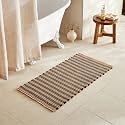 TYUU Waffle Bath Mat, Boho Bathroom Rugs Non Slip, 48x24 Black &amp; Khaki