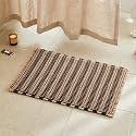 TYUU Waffle Bath Mat, Boho Bathroom Rugs Non Slip, 30x20 Black &amp; Khaki