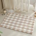 TYUU Waffle Bath Mat, Boho Bathroom Rugs Non Slip, 36x24 Khaki &amp; White