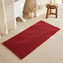 TYUU Waffle Bath Mat, Boho Bathroom Rugs Non Slip, 48x24 Burgundy