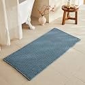 TYUU Waffle Bath Mat, Boho Bathroom Rugs Non Slip, 48x24 Denim Blue