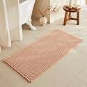 TYUU Waffle Bath Mat, Boho Bathroom Rugs Non Slip, 48x24 Light Peach