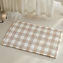 TYUU Waffle Bath Mat, Boho Bathroom Rugs Non Slip, 30x20 Khaki &amp; White