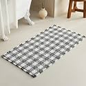 TYUU Waffle Bath Mat, Checkered Bathroom Rugs Non Slip, 48x24 Black &amp; White