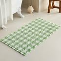 TYUU Waffle Bath Mat, Cute Bathroom Rugs Non Slip, 48x24 Green &amp; White