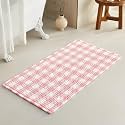 TYUU Waffle Bath Mat, Cute Bathroom Rugs Non Slip, 48x24 Pink &amp; White