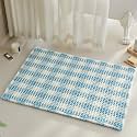 TYUU Waffle Bath Mat, Cute Bathroom Rugs Non Slip, 36x24 Blue &amp; White
