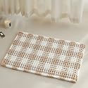 TYUU Waffle Bath Mat, Small Boho Bathroom Rugs Non Slip 24x16 Khaki &amp; White