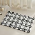 TYUU Waffle Bath Mat, Small Boho Bathroom Rugs Non Slip 24x16 Black &amp; White