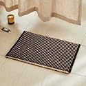 TYUU Waffle Bath Mat, Small Boho Bathroom Rugs Non Slip 24x16 Khaki &amp; Black