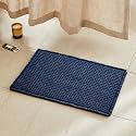TYUU Waffle Bath Mat, Small Boho Bathroom Rugs Non Slip 24x16 Navy Blue