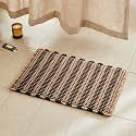 TYUU Waffle Bath Mat, Small Boho Bathroom Rugs Non Slip 24x16 Black &amp; Khaki