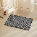 TYUU Waffle Bath Mat, Small Boho Bathroom Rugs Non Slip 24x16 Black &amp; White