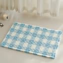 TYUU Waffle Bath Mat, Small Cute Bathroom Rug Non Slip, 24x16 Blue &amp; White