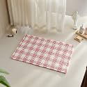 TYUU Waffle Bath Mat, Small Cute Bathroom Rug Non Slip, 24x16 Pink &amp; White