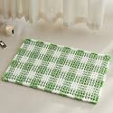 TYUU Waffle Bath Mat, Small Cute Bathroom Rug Non Slip, 24x16 Green &amp; White