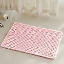 TYUU Waffle Bath Mat, Small Cute Bathroom Rug, 24x16 Light Peachy Pink