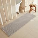 TYUU Waffle Runner Rug Bathroom, Long Boho Bath Mat, 72x24 Light Grey