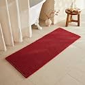 TYUU Waffle Runner Rug Bathroom, Long Boho Bath Mat, 60x24 Burgundy