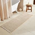 TYUU Waffle Runner Rug Bathroom, Long Boho Bath Mat, 72x24 Khaki &amp; White