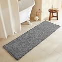 TYUU Waffle Runner Rug Bathroom, Long Boho Bath Mat, 72x24 Black &amp; White