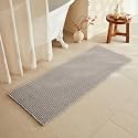 TYUU Waffle Runner Rug Bathroom, Long Boho Bath Mat, 60x24 Light Grey