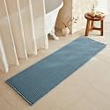 TYUU Waffle Runner Rug Bathroom, Long Boho Bath Mat, 72x24 Denim Blue