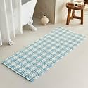 TYUU Waffle Runner Rug Bathroom, Long Cute Bath Mat, 60x24 Blue &amp; White