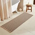TYUU Waffle Runner Rug Bathroom, Long Boho Bath Mat, 72x24 Black &amp; Khaki