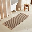 TYUU Waffle Runner Rug Bathroom, Long Boho Bath Mat, 60x24 Black &amp; Khaki