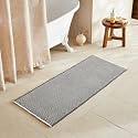 TYUU Waffle Runner Rug Bathroom, Long Boho Bath Mat, 60x24 Grey &amp; White