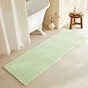 TYUU Waffle Runner Rug Bathroom, Long Boho Bath Mat, 72x24 Pale Green