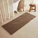 TYUU Waffle Runner Rug Bathroom, Long Boho Bath Mat, 60x24 Mocha