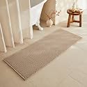 TYUU Waffle Runner Rug Bathroom, Long Boho Bath Mat, 60x24 Beige