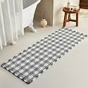 TYUU Waffle Runner Rug Bathroom, Long Boho Bath Mat, 72x24 Black &amp; White