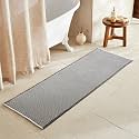 TYUU Waffle Runner Rug Bathroom, Long Boho Bath Mat, 72x24 Grey &amp; White