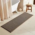 TYUU Waffle Runner Rug Bathroom, Long Boho Bath Mat, 72x24 Khaki &amp; Black