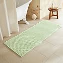 TYUU Waffle Runner Rug Bathroom, Long Boho Bath Mat, 60x24 Pale Green